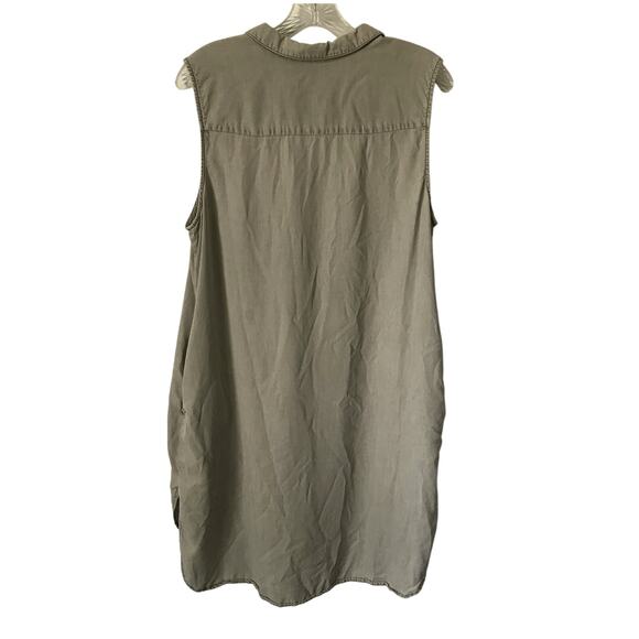 Terre Bleue Dress Size XL Womens Gray Button Up Sleeveless Embroidery Floral - Picture 2 of 8